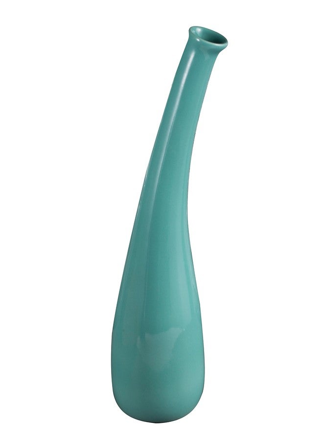 Caffeine Ceramic Handmade Sea Green Glazed Moulded Flower Vase (1 Pc) - Image 2